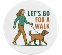 2 x 38mm 'Lets Go For A Walk Dog' Small Button Pin Badges (BB00148077)