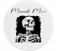 2 x 38mm 'Memento Mori with Human Skeleton' Small Button Pin Badges (BB00120609)
