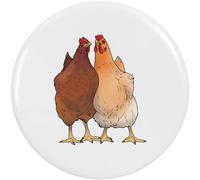 2 x 38mm 'Pair Of Chickens' Small Button Pin Badges (BB00114350)