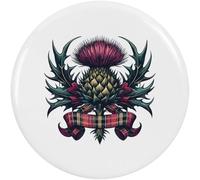2 x 38mm 'Scottish Thistle With Tartan Ribbon' Small Button Pin Badges (BB00146718)