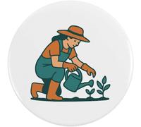 2 x 38mm 'Woman Gardening Her Plants' Small Button Pin Badges (BB00147340)