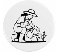 2 x 38mm 'Woman Gardening Her Plants' Small Button Pin Badges (BB00147343)