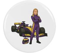 2 x 38mm 'Woman Race Car Driver' Small Button Pin Badges (BB00147505)