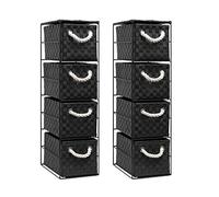 Arpan 4-Drawer Storage Unit Ideal for Home/Office/Bedrooms (4-Drawer 18x25x65cm) Pack of 2 in Black | Size: 18 x 25 x 65 cm Arpan Black 18 x 25 x 65 cm