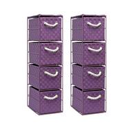 Arpan 4-Drawer Storage Unit Ideal for Home/Office/Bedrooms (4-Drawer 18x25x65cm) Pack of 2 in Purple | Size: 18 x 25 x 65 cm Arpan Purple 18 x 25 x 65 cm