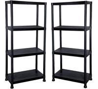 Oypla 2x 4 Tier Black Plastic Heavy Duty Shelving Racking Storage Unit
