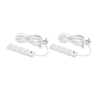 2 x 4 Way Gang Extension Lead 2m Plug Extension White Power Strip 3Pin Plug Socket Power Extension Cord 2 Metre 13A Amps Power Strip Wall Hanging Extension Plug Adaptor UK Pin Cord
