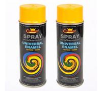 2 x 400 mL Signal Yellow (RAL 1003) Universal Gloss Enamel Spray Paint - Fast Drying High Shine Finish with Strong Coverage - for Metal, Wood, Plaster and Selected Plastics, Indoor and Outdoor Use