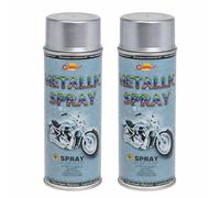 2 x 400 mL Silver Metallic Acrylic Spray Paint - Shimmer Finish with Deep Colour Effect for Alloy Wheels, Hub Caps, Car Body Parts, Motorbike, Bicycle Components - for Metal, Aluminium, Wood, DIY