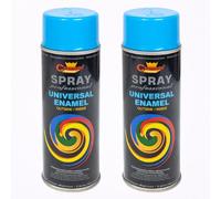 2 x 400 mL Sky Blue (RAL 5015) Universal Gloss Enamel Spray Paint - Fast Drying High Shine Finish with Strong Coverage - for Metal, Wood, Plaster and Selected Plastics, Indoor and Outdoor Use