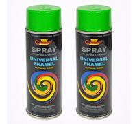 2 x 400 mL Yellow Green (RAL 6018) Universal Gloss Enamel Spray Paint - Fast Drying High Shine Finish with Strong Coverage - for Metal, Wood, Plaster and Selected Plastics, Indoor and Outdoor Use