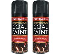 2 x 400ml Black Heat Resistant Stove Paint - 600°C Coal Paint Rejuvenates Gas Coals