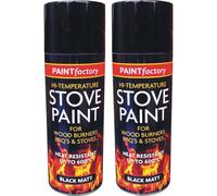 2 x 400ml Heat Resistant Black Spray Paint Stove Exhaust
