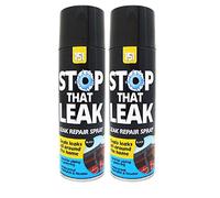 2 X 400ml Leak Stop Spray Repair Plumbing Pipe Fix Repair Watertight Seal Gutters Drains Roofs Windows Black