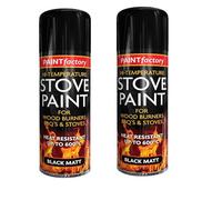 2 X 400ML STOVE PAINT HEAT RESISTANT BLACK MATT SPRAY PAINT HIGH TEMPERATURE