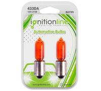 2 X 433D Amber 12V 21W Halogen Indicator Car Bulbs Off Set Pins Bayonet Bay9S