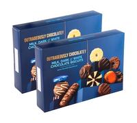 2 x 450g Premium Outrageously Chocolatey Milk, White & Dark Chocolate Coated Biscuits Selection Boxes | Perfect For Father's Day