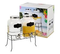 2 x 4L Glass Beverage Drink Dispenser with Stand