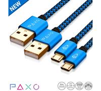 2 x 4m Micro USB PS4 controller data & charging cables/High quality black blue nylon braided Micro USB cables with metal plugs