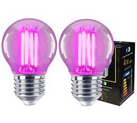 2 x 4w Purple LED Golf Ball Light Bulb E27 Edison Screw Clear Glass G45 Filament