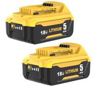 2 x 5.0 Ah / 5000 mAh replacement battery for Dewalt 18 V batteries DCB184 | DCB200 DCB180 DCB182 DCB181 DCB201 DCB204 DCB183 DCB185 DCB203 Replacement Batteries with LED Display