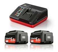 2 x 5.5 Ah Replacement Battery for Einhell 18 V Battery with LCD Display + | Li-Ion for Einhell 18 V battery, compatible with all PXC devices