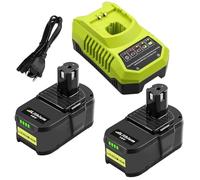2 x 5.5Ah P108 Replacement for Ryobi Battery 18 V with 18 V 3 A Charger for Ryobi P108 P107 P105 P100 P101 RB18L40 RB18L50 Battery LED Indicator