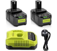 2 X 5.5Ah Replacement Battery for Ryobi 18V + P117 Charger Lithium-Ion Battery for Ryobi Compatible with RB18L50 RB18L25 RB18L40 RB18L20 RB18L15 P102 P103 P104 P105 P106 P107 P108