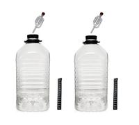 2 x 5 Litre /1 Gallon PET Demijohns with Caps, Grommets, Bubbler Airlocks, Thermometers