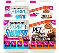 2 x 5 Litres Pro Kleen Spring Bloom Professional Concentrate Carpet Shampoo with Pro-Kleen 2 x 5 Litres Pet Odour Remover Professional Citrus Carpet Shampoo