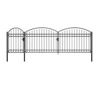 (2 x 5 m) vidaXL Garden Fence Gate with Arched Top Steel Black Yard Gates Multi Sizes