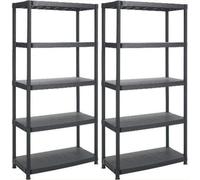 Oypla 2x 4 Tier Black Plastic Heavy Duty Shelving Racking Storage Unit