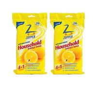 ZOPPER 2 x 50 Anti Bacterial Household Surface Cleaning Wipes Extra Large Size Removes Grime Dirt & Stain Leave a Fresh Lemon Fragrance Kill 99.9% Of Bacteria With Quick Drying Formula