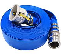 2" x 50' Blue PVC Backwash Hose with Camlock C and E Fittings, Heavy Duty Discharge Hose, Durable Reinforced Pool Drain Hose for Swimming Pools