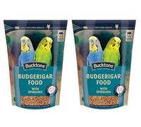2 X 500G BUCKTONS MENU BUDGIE SEED FOOD DIET WITH SPIRULINA VITAMINS & MINERAL