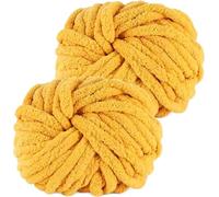 2 x 500g Ginger Yellow Large Ball of Hand Knitting Wool Soft and Comfortable Chunky Knitting Yarn Chunky Knitting Wool Knitted Cushions Blankets Scarves