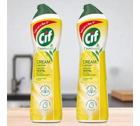 2 x 500ml Cif Cream Cleaner LEMON FRESH - Made with 100% natural cleaning particles, removes even the most stubborn dirt effectively.