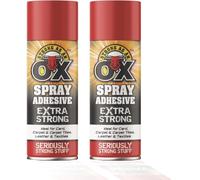 2 x 500ml Heavy Duty Spray Glue for Card, Carpet Tiles, Leather, and Textiles - Multi-Purpose Industrial Strength Adhesive OX Spray Extra Strong