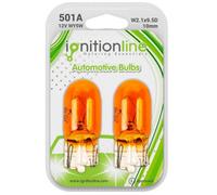 2 X 501A Amber 12V Wy5W Side Indicator Repeater Capless Car Bulbs W2.1X9.5D