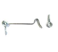 2 x 50mm 2" Inch Cabin Hook and Eye Zinc Chrome Gate/Cupboard Latch Catch