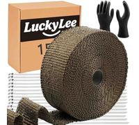 2" x 50'Titanium Exhaust Heat Wrap Roll for Motorcycle Fiberglass Heat Shield Tape with 5pcs Stainless Steel Ties (T-15M)