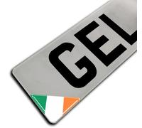 2 x 55mm Irish Tricolour Flag Corner Number Plate Domed Stickers/Decals
