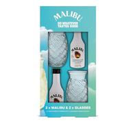 2 x 5cl Malibu Original White Rum with Coconut Flavour (18% ABV) with Mini Pineapple Shaped Glasses Gift Set