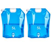 2 x 5L Water Container with Spigot Folding Water Storage Water Carrier Camping Water Bag with Tap for Hiking Climbing Fishing Travel Picnic (5L)
