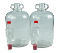 2 X 5Ltr Brew2Bottle Glass Demijohns With Bungs & Airlocks