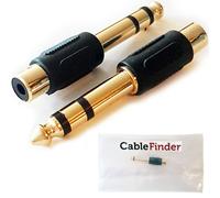 Loops 2 PACK - GOLD 6.35mm ¼” Stereo Male Jack Plug to RCA PHONO Female Socket Adapter Mono Converter