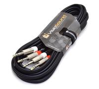 2 x 6.35mm 1/4" Stereo TRS Jack Cable / Balanced Twin Lead (Black, 5m)