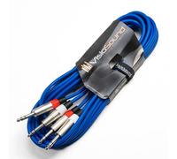 2 x 6.35mm 1/4" Stereo TRS Jack Cable / Balanced Twin Lead (Blue, 5m)