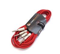 2 x 6.35mm 1/4" Stereo TRS Jack Cable / Balanced Twin Lead (Red, 5m)