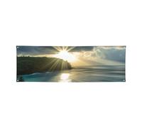 2 x 6 Ft Polyester Banners Flag Hawaii Sunbeams Photography Backdrop Banner Signs with Hanging Ropes Background Banner for Wall Signs Party Decor Flag Photo Props